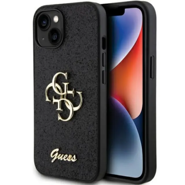 Guess Fixed Glitter 4g Back Cover Μεταλλική Μαύρο (Apple iPhone 15 Pro)