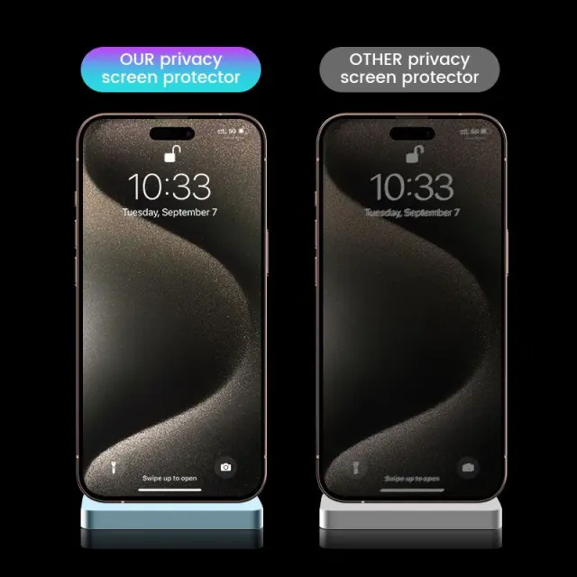 Mobile Origin Privacy Screen Guard iPhone 15 Pro with easy applicator, 2 pack 2