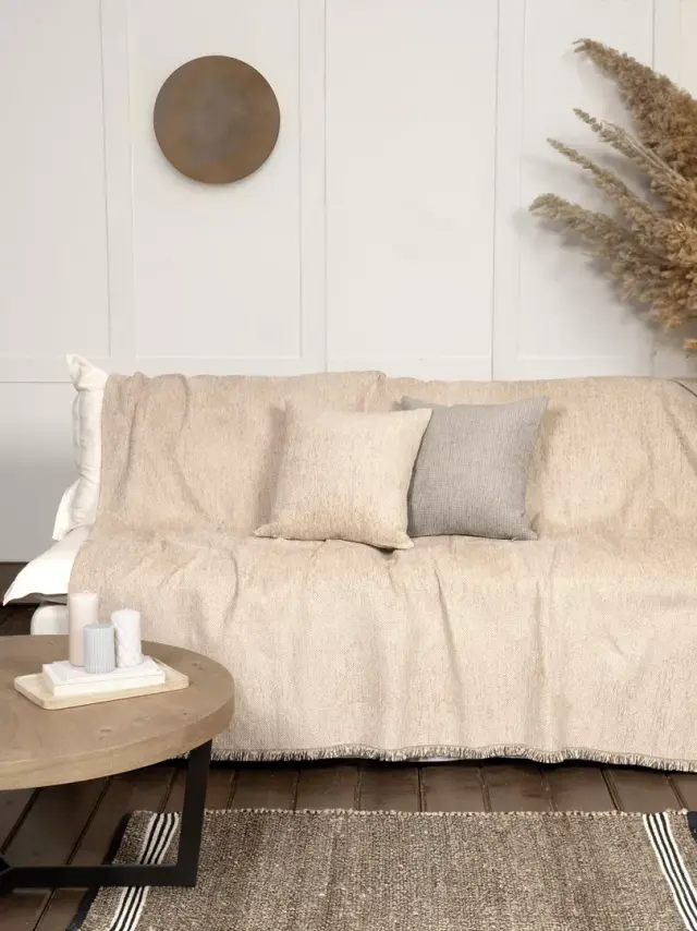 Ριχτάρι Τριθέσιο 180x300 Nima Abrigo 55% Chenille-25% Cotton-20% Polyester- Nude
