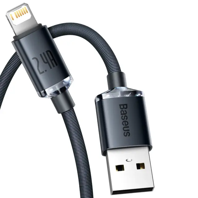 Baseus Crystal Shine Series USB Cable For Fast Charging & Data Transfer USB Type A - Lightning 2.4A 2m Black (CAJY000101) 2