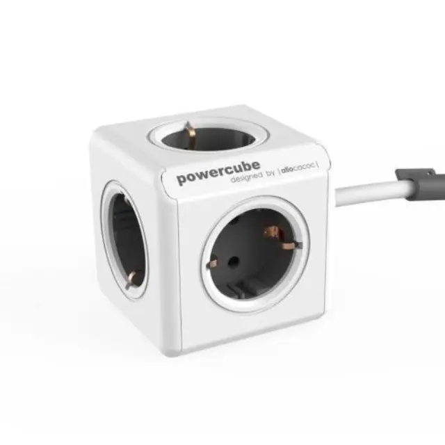 Πολύπριζο Allocacoc PowerCube Extended 5 Θέσεων & Kαλώδιο 1,5m Γκρι N25658