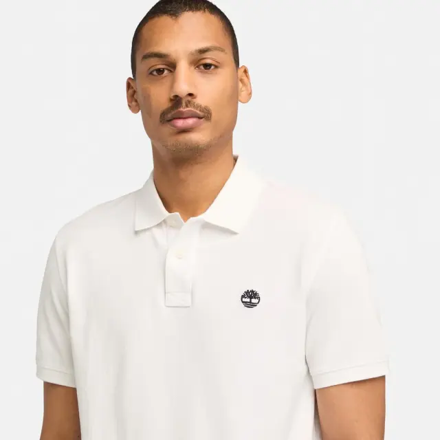 Timberland - Ανδρικό T-shirt Polo Short-Sleeve με Λογότυπο Oyster River TB0A2BRY-100 Λευκό - 2XL 3