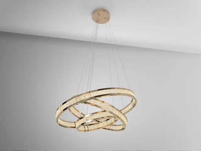 Lorian 227292 – Κρεμαστό Φωτιστικό Οροφής LAMP 3 RINGS Gloss Golden LED Dimmable Χρυσό 2