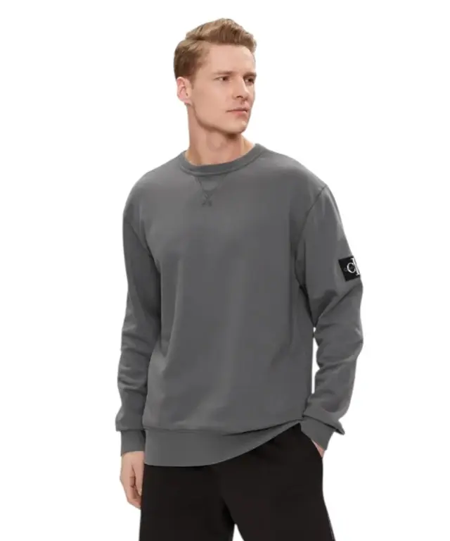 Calvin Klein - Badge Ανδρικό Φούτερ Regular Fit J30J325145-PT2 Γκρι - XL