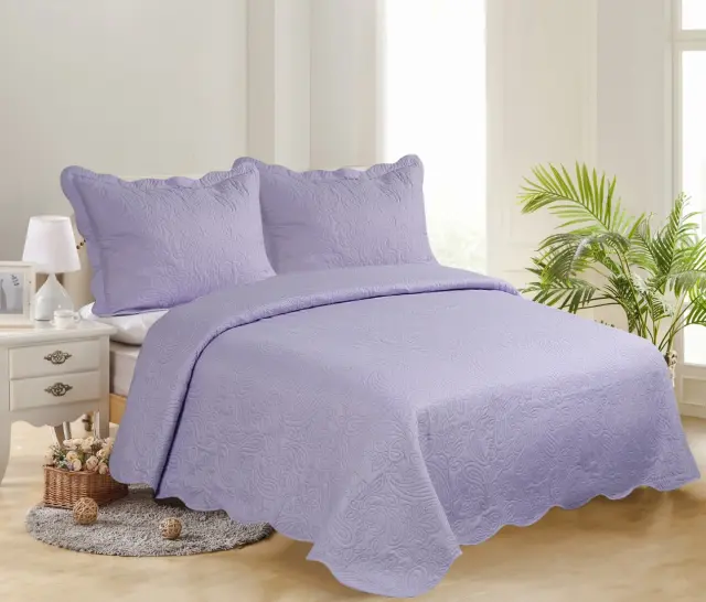 ΥΠΕΡΔΙΠΛΟ ΚΟΥΒΕΡΛΙ (220cm x 240cm + 2 x 50cm x 70cm )SOLID LIGHT LILA/ DARK LILA - -