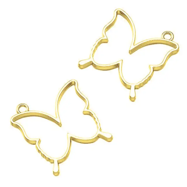 Μεταλλικό Κρεμαστό Open Back - Butterfly - 35x32x3.5mm - Golden - 4τεμ