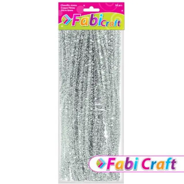 Σύρμα Πίπας Μεταλλιζέ Fabi 0.6x30cm 50τεμ Ασημί