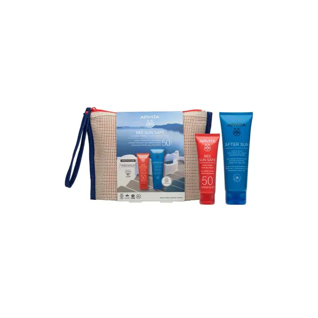 Apivita Promo Bee Sun Safe Hydra Fresh Sun Protection με Hydra Fresh Face Gel-Cream Ενυδατική Κρέμα-Gel Προσώπου Κατά των Πανάδων & των Ρυτίδων SPF50, 50ml & Δώρο After Sun Cool & Sooth Δροσιστική & Καταπραϋντική Κρέμα-Gel για Πρόσωπο & Σώμα, 100ml, 1σετ