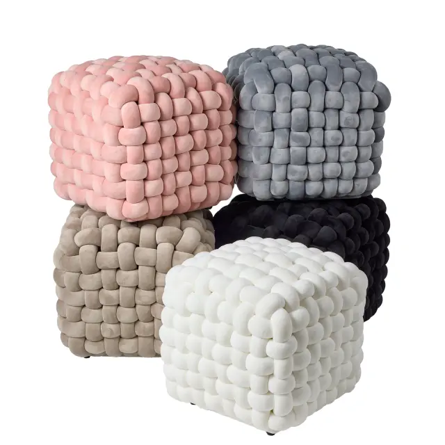 Πουφ 43x43x40 Das Home 2272 Grey 100% Πολυέστερ 3