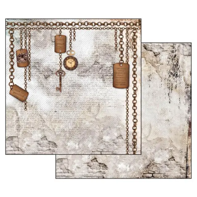 Χαρτί Scrapbooking Stamperia Διπλής Όψης - Clockwise Chain & Keys - 31x30cm
