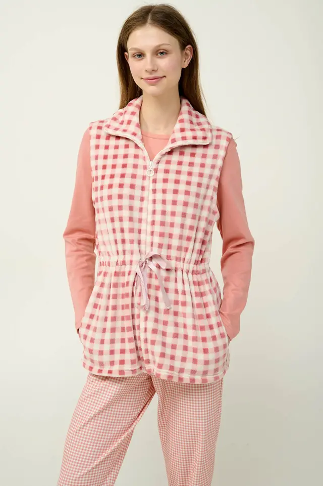 Γυναικείο Χειμερινό Σετ Γιλέκο με Πυτζάμα Vamp 23316 PINK TAN