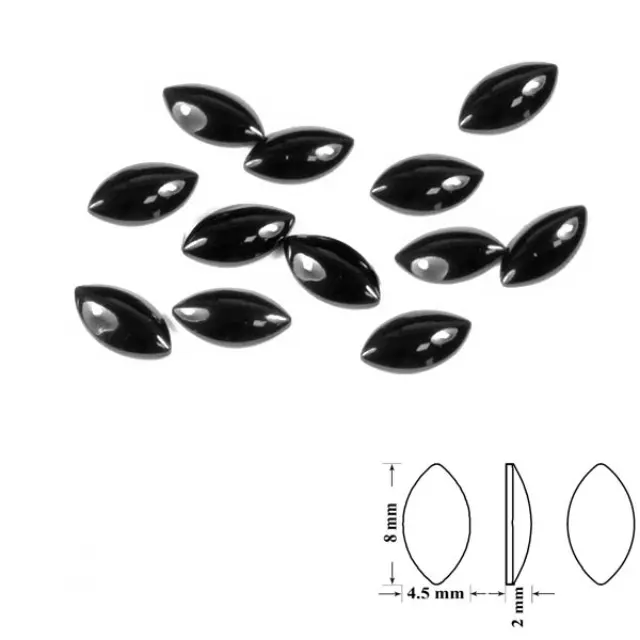 Swarovski 2208/4 Cabochon Navette Flat Back No Hotfix 8mm Jet - 20τεμ