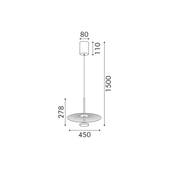 LOFTY- PENDANT LAMP SAND GOLD ALUMINIUM LED SMD 8W 2700Κ 560LM IP20 Φ300x1500mm / BD379A300PWH 2