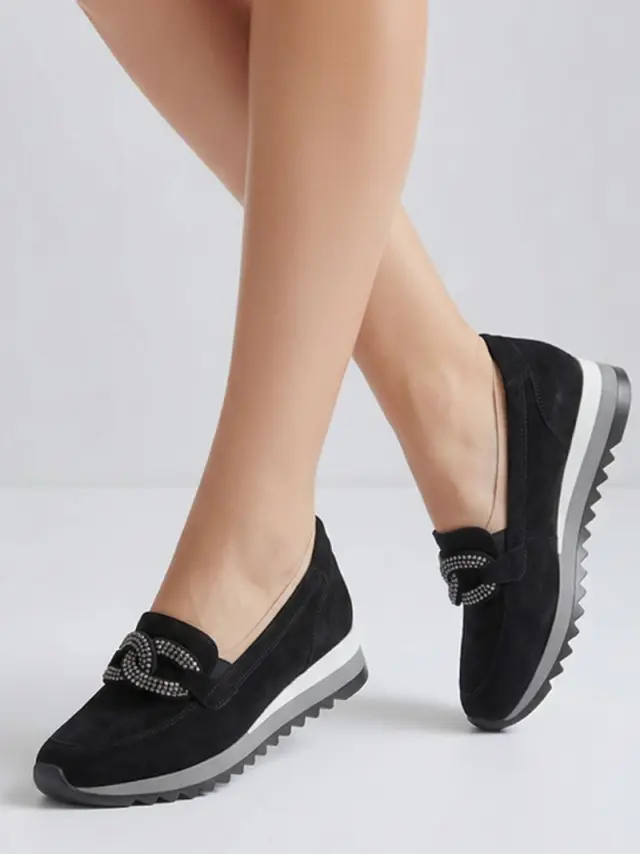 Gabor Μοκασίνια-Loafers Γυναικείο δέρμα Nubuck Μαύρο GAB/73472 17-SCHWARZ 2