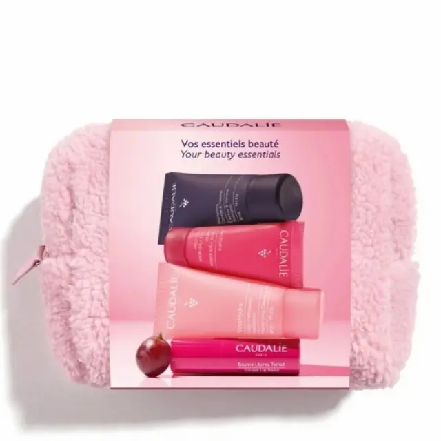 Caudalie Your Beauty Essentials Gel Καθαρισμού 30ml, Ενυδατική 15ml, Tinted Balm Χειλιών 4,5g & Σαμπουάν 30ml+ Δώρο Pouch