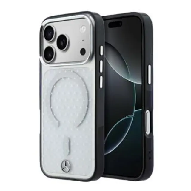 Mercedes PC/TPU Star Pattern MagSafe Case for iPhone 18 Pro Max Transparent/Black