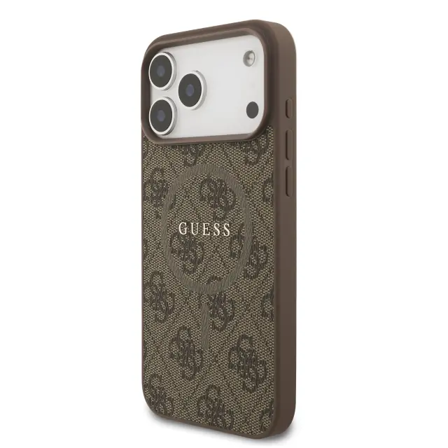 Guess PU Leather 4G Colored Ring MagSafe Case for iPhone 17 Pro Max Brown 2