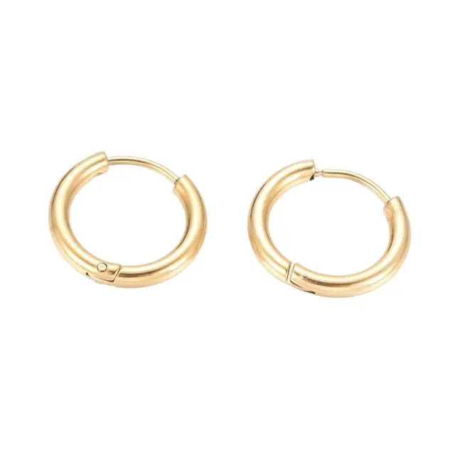 Σκουλαρίκι Hugie Hoop 17x2.5mm - 304 Ανοξείδωτο Ατσάλι Golden - 4τεμ