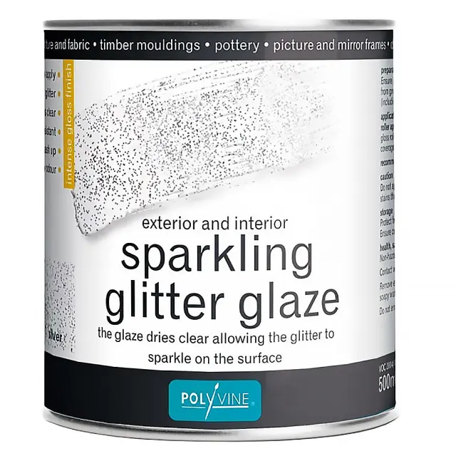 Γαλάκτωμα μεταλλιζέ Glitter Ασημί Polyvine Sparklink Glitter για εφαρμογή σε επιφάνειες 500ml 097610