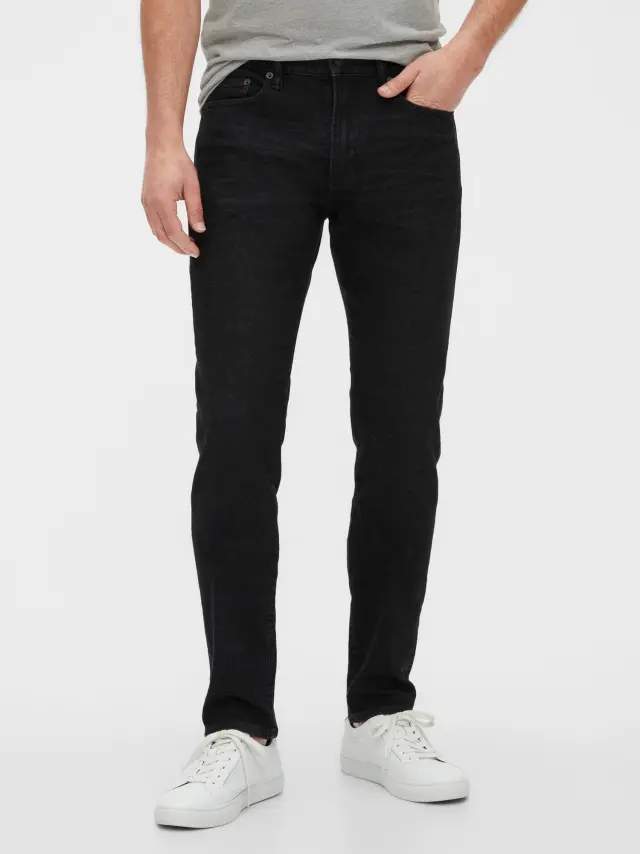 Μαύρο Slim Taper Gapflex Jean Παντελόνι με Washwell™ washed black