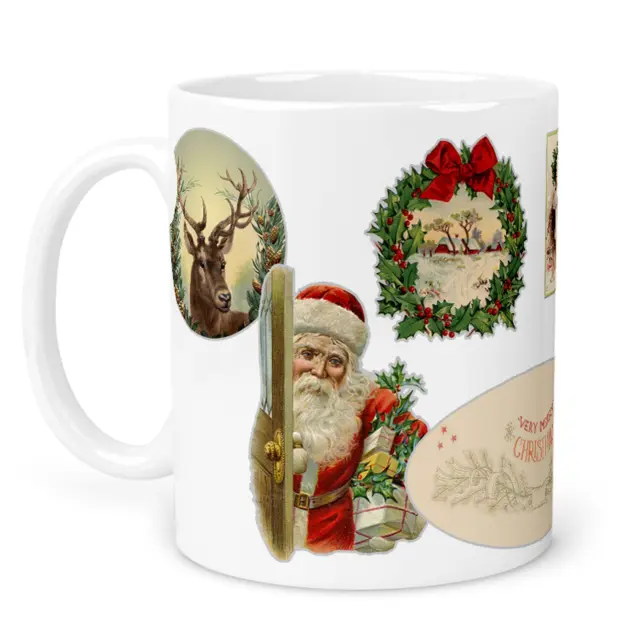 κούπα κεραμική χριστουγεννιάτικη vintage christmas με συσκευασία δώρου (b108) 2