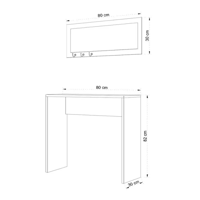 Κονσόλα με καθρέπτη Cosenza Megapap χρώμα oak 80x30x82εκ. 3