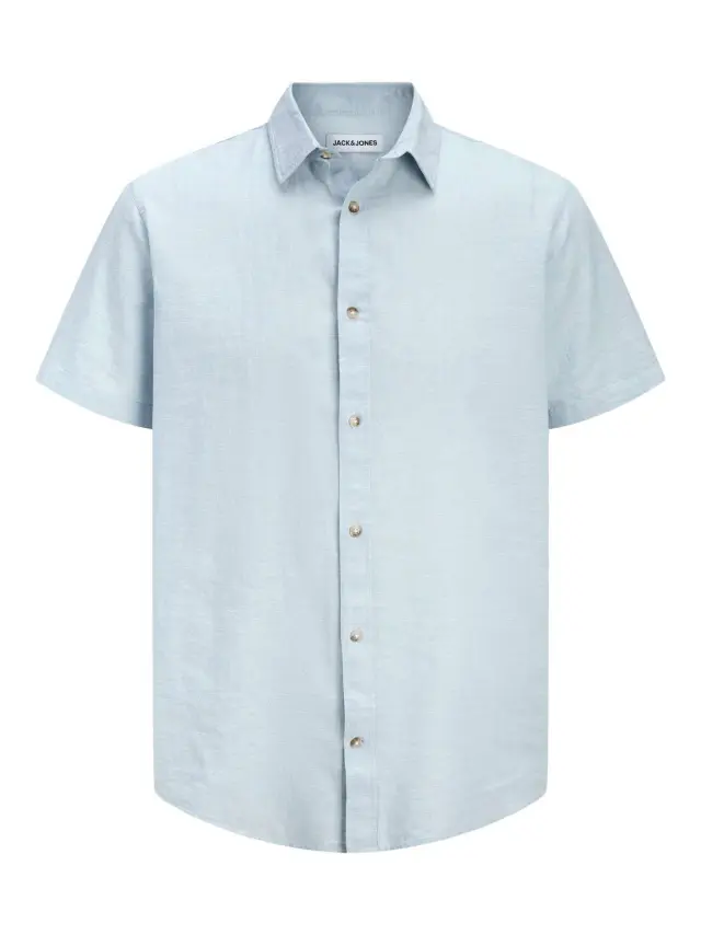 JJESUMMER LINEN BLEND SHIRT S/S SN Celestial Blue