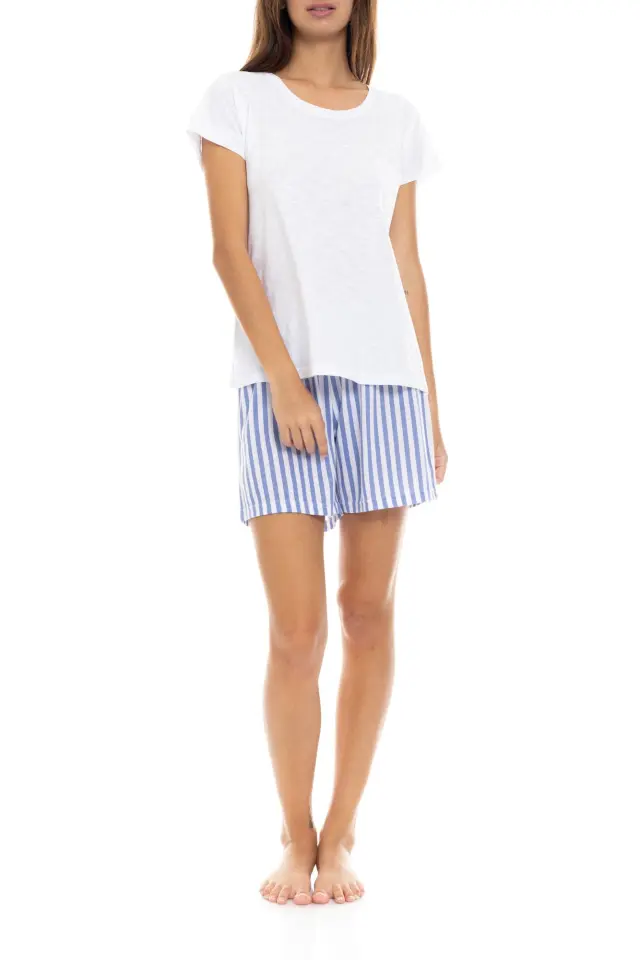 S1341 - Type - PYJAMA SHORTS SOFT BLUE STRIPE - L 2