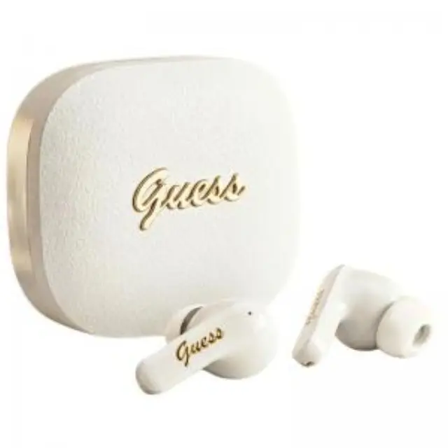 True Wireless Ακουστικά Bluetooth Guess Script Metal Logo 4G Λευκό N70775 3