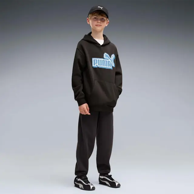 Puma Boy's Essentials Logo Lab Relaxed Fleece Hoodie Μαύρο - Μπλε 694674-01 (Puma) 3