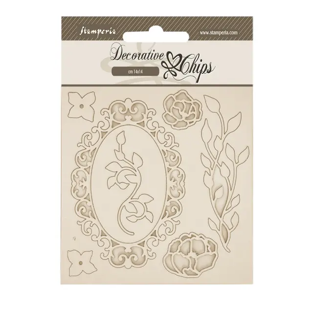 Chipboard Stamperia 14x14cm, Quiet Days, Κορνίζες με λουλούδια