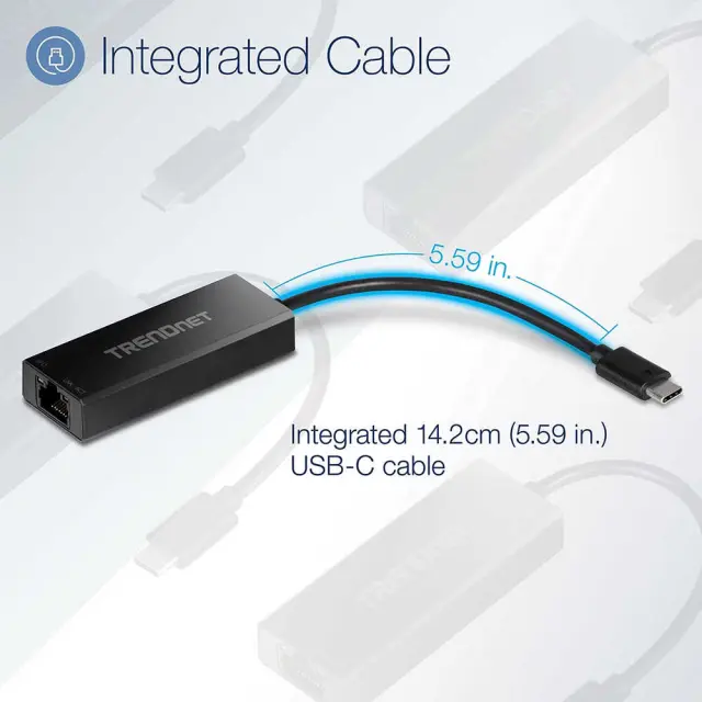 Techsuit - Ethernet Adapter NetLink (AC20) - Type-C Male to RJ45 LAN Port Female, 100Mbps, ABS - Black 2