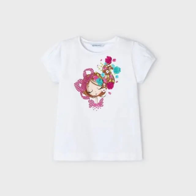 Mini 2 έως 10 ετών Μπλούζα σταμπωτή Better Cotton λευκό-φούξια - 8Ε