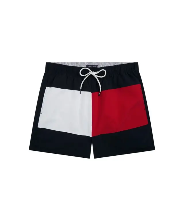 Tommy Hilfiger - Ανδρικό Μαγιό Σορτς Colour-Blocked Mid Length UM0UM03840-DW5 Μπλε Σκούρο - S