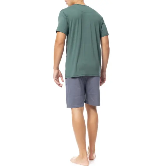 Πυτζάμα με 2 παντελόνια S-M538 GREY GEO Oil Green by Ulisse 3