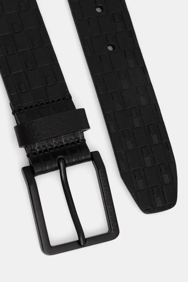 Ανδρική Δερμάτινη Ζώνη Tommy Hilfiger 3.5cm AM0AM14078-BDS Μαύρη Μαύρο - 105 2