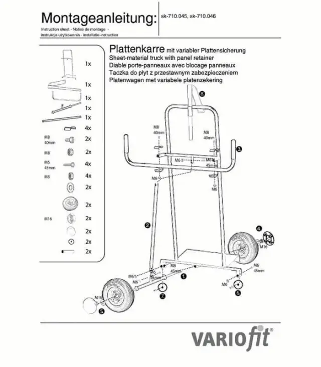 Variofit sk-710.046 Τρόλεϊ Μεταφοράς Πάνελ για Φορτίο Βάρους ως 250kg 3
