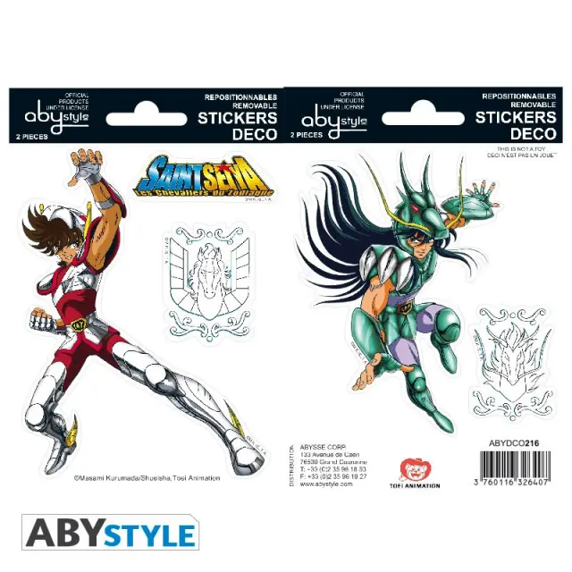 SAINT SEIYA - Stickers - 16x11cm/ 2 sheets - Pegasus/Shiryu
