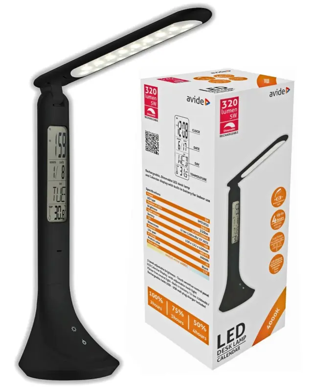 Avide LED Φωτιστικό Γραφείου με Ημερολόγιο Μαύρο 5W 15.001.0206 3
