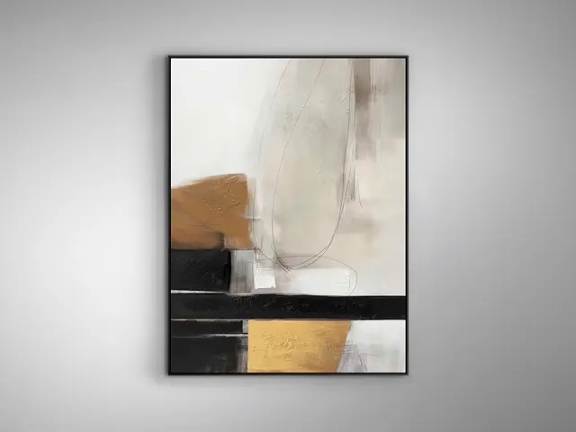Espacios I 301626 – Ζωγραφικός Πίνακας Acrylic 90x120cm με Μαύρο Πλαίσιο Άσπρο Γκρί Μπεζ