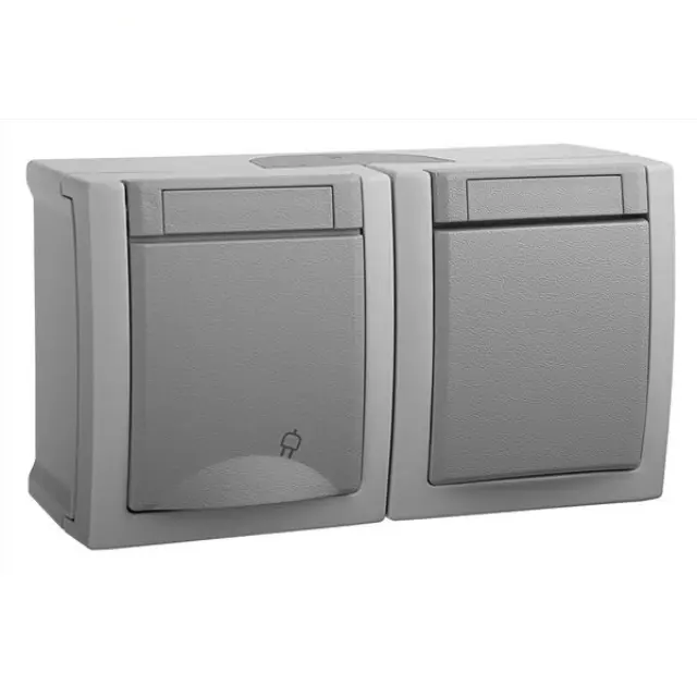 Pacific Grey Switch + Earth Socket Hor (Quick Connection)