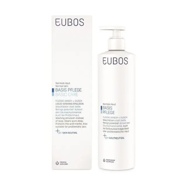 EUBOS Basic Care Blue Liquid Washing Emulsion Υγρό Καθαρισμού Προσώπου και Σώματος Χωρίς Άρωμα 400ml