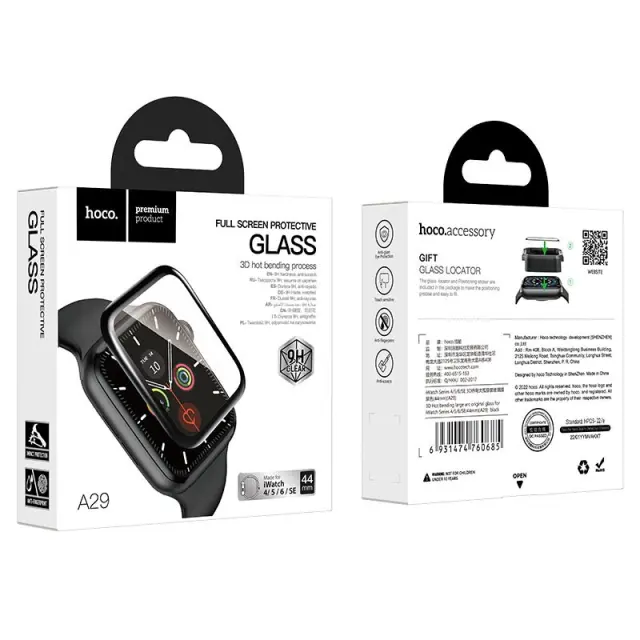 Tempered Glass Hoco A29 0.33mm 9H 3D Hot bending 44mm για iWatch Series4 5 6 SE Μαύρο 2
