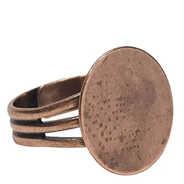 Ρυθμιζόμενο Δαχτυλίδι Antique Επιχαλκωμένο Flat Disc - 3τεμ