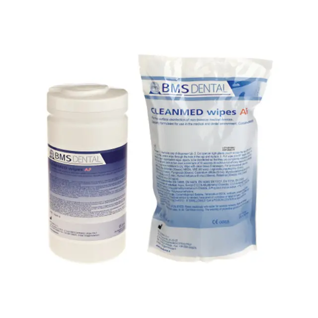 BMS Dental Cleanmed Απολυμαντικά Μαντηλάκια Χωρίς Αλκοόλ με Dispenser 200τεμ Dispenser