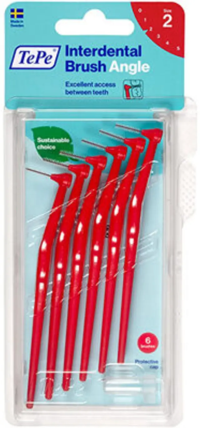 TePe Interdental Brush Angle Μεσοδόντια Οδοντόβουρτσα Κόκκινη 0.5mm Μέγεθος 2, 6 τεμάχια