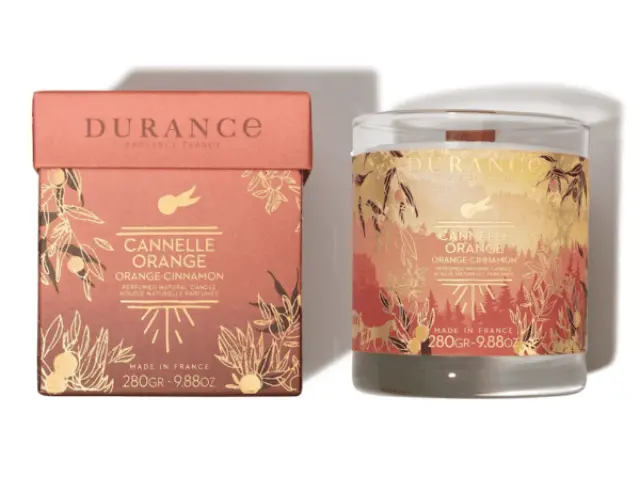 Durance Handmade Christmas Candle Orange Cannelle Χριστουγεννιάτικο κερί πορτοκάλι κανέλα με ξύλινο φυτίλι +/- 50h 280g