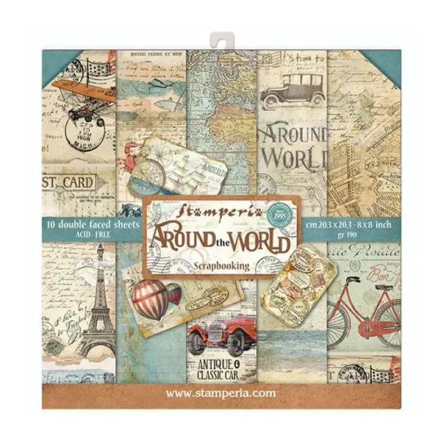 Σετ 10 Χαρτιά Scrapbooking Stamperia Διπλής Όψης - Around The World - 20.3x20.3cm