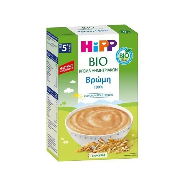 Hipp Βρεφική Κρέμα Bio Χωρίς Γάλα Με Βρώμη Χωρίς Προσθήκη Ζάχαρης 200gr για 5+ μηνών