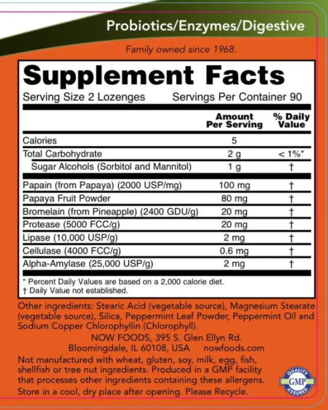 Now Foods Papaya Enzyme 180 Lozenges 2